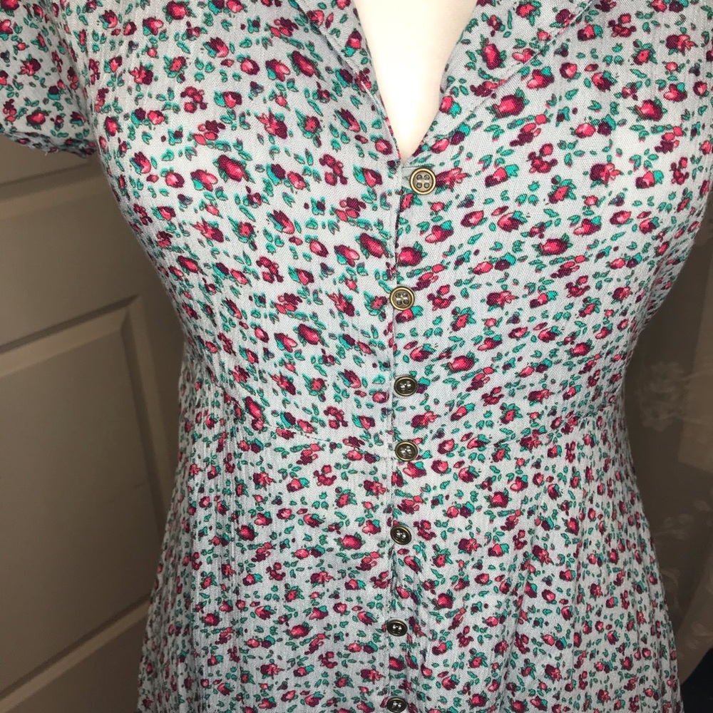 Lulus Grey Flowered Dress SZ XS - Picture 3 of 5